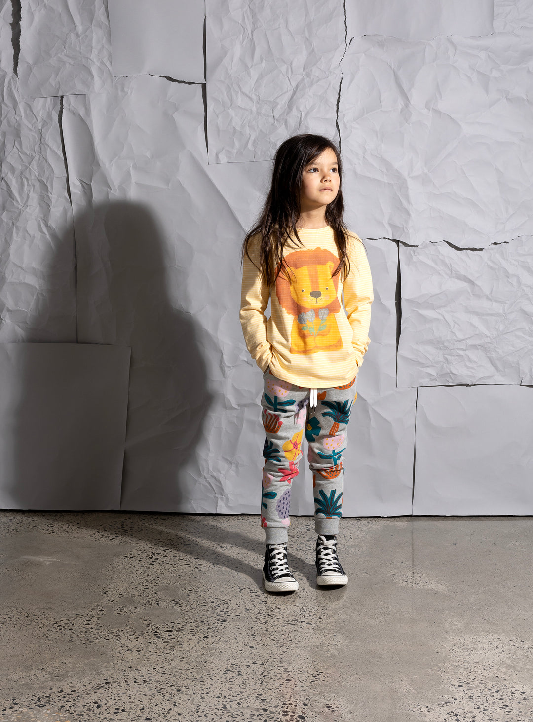 Minti Flower Lion Tee - Lemon Stripe