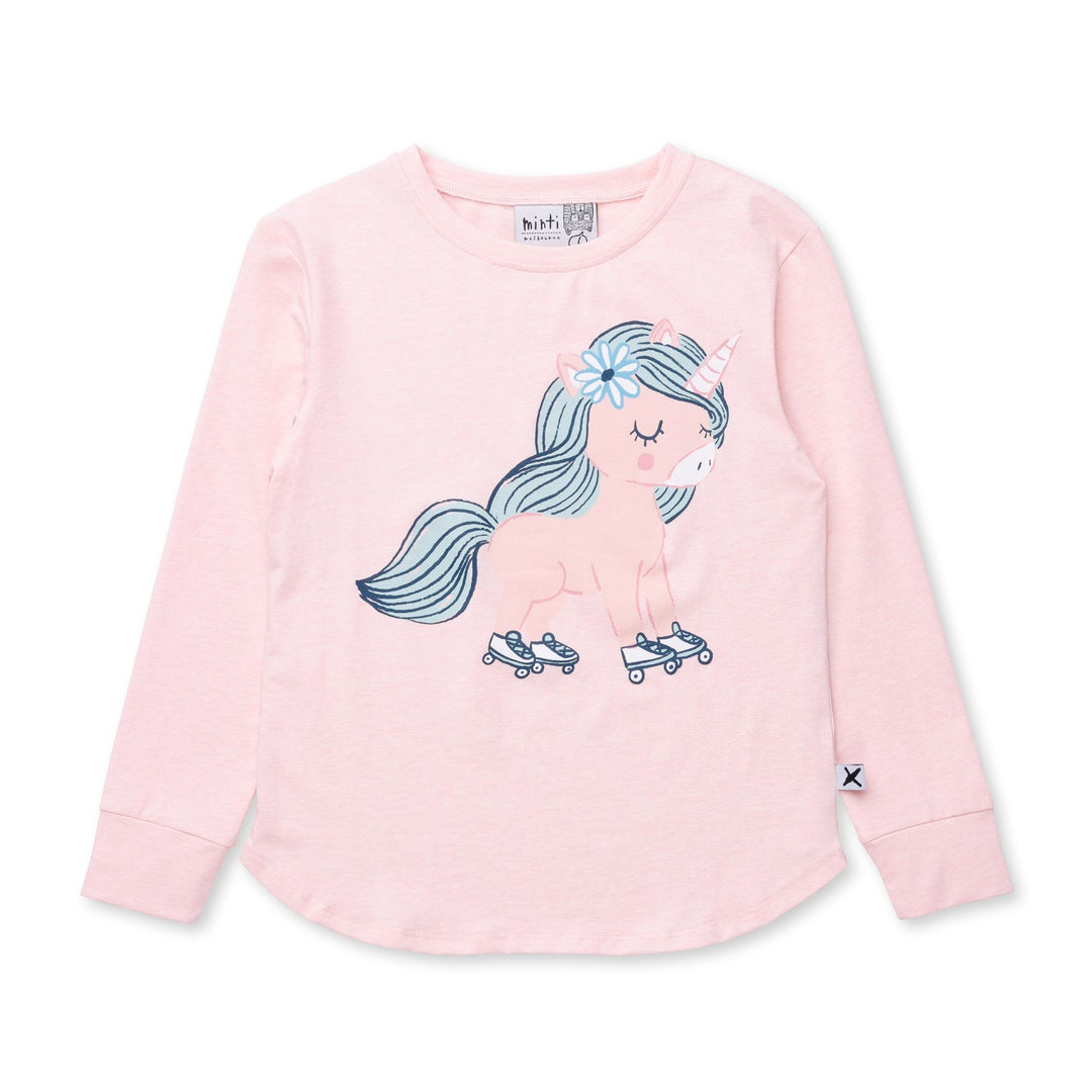 Minti Flower Unicorn Tee - Pink Marle