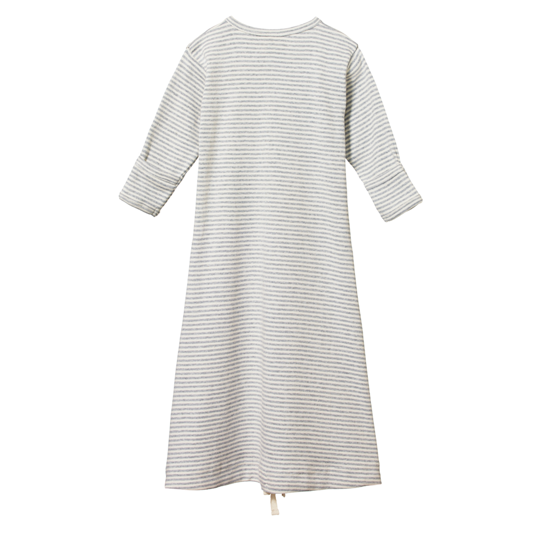 Nature Baby Gown - Grey Marl Stripe