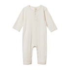 Henley Pyjama Suit Pointelle - Natural