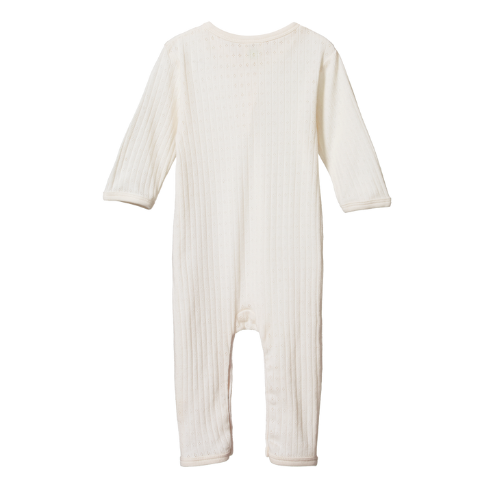 Nature Baby Henley Pyjama Suit Pointelle - Natural
