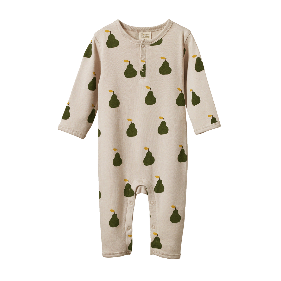 Nature Baby Henley Pyjama Suit - Grande Pear Print