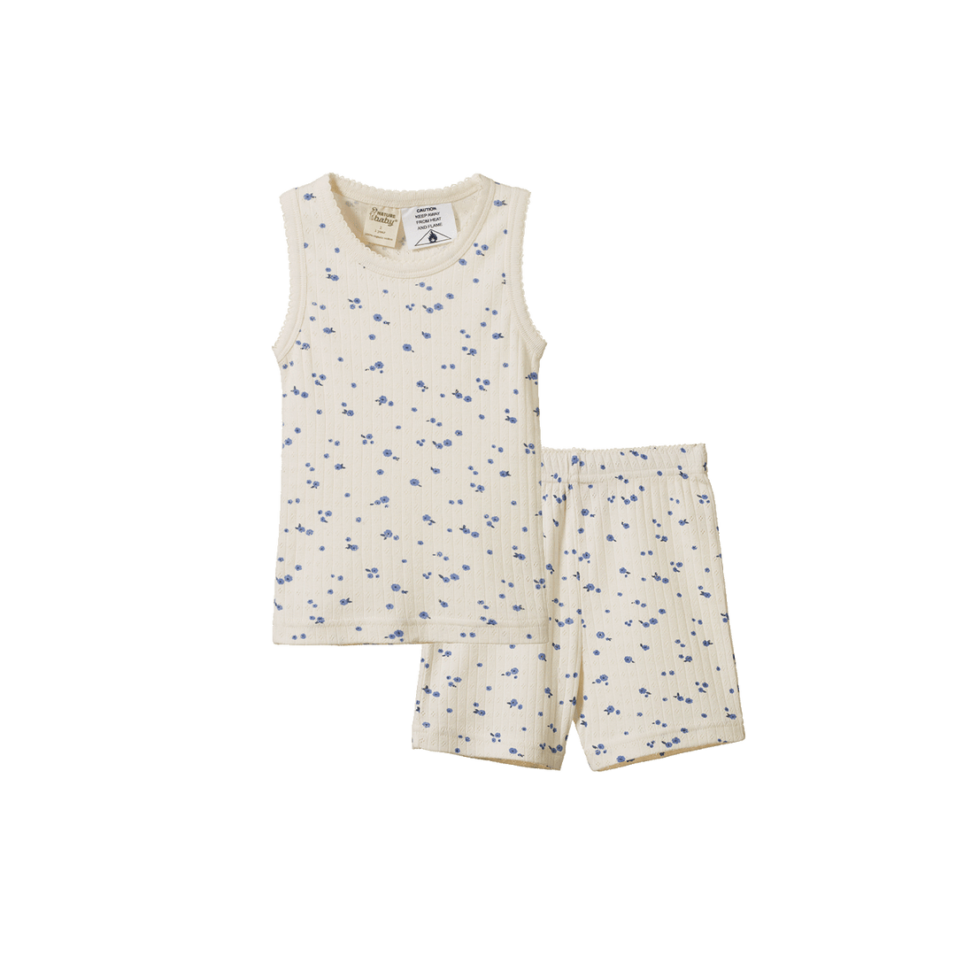 Nature Baby Singlet Pyjama Set Pointelle - Daisy Print
