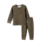 Long Sleeve Waffle Pyjamas - Seed