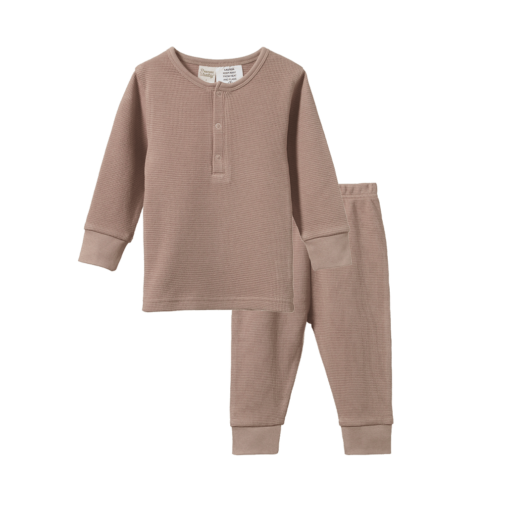 Nature Baby 2Pc Long Sleeve Waffle Pyjamas - Sparrow