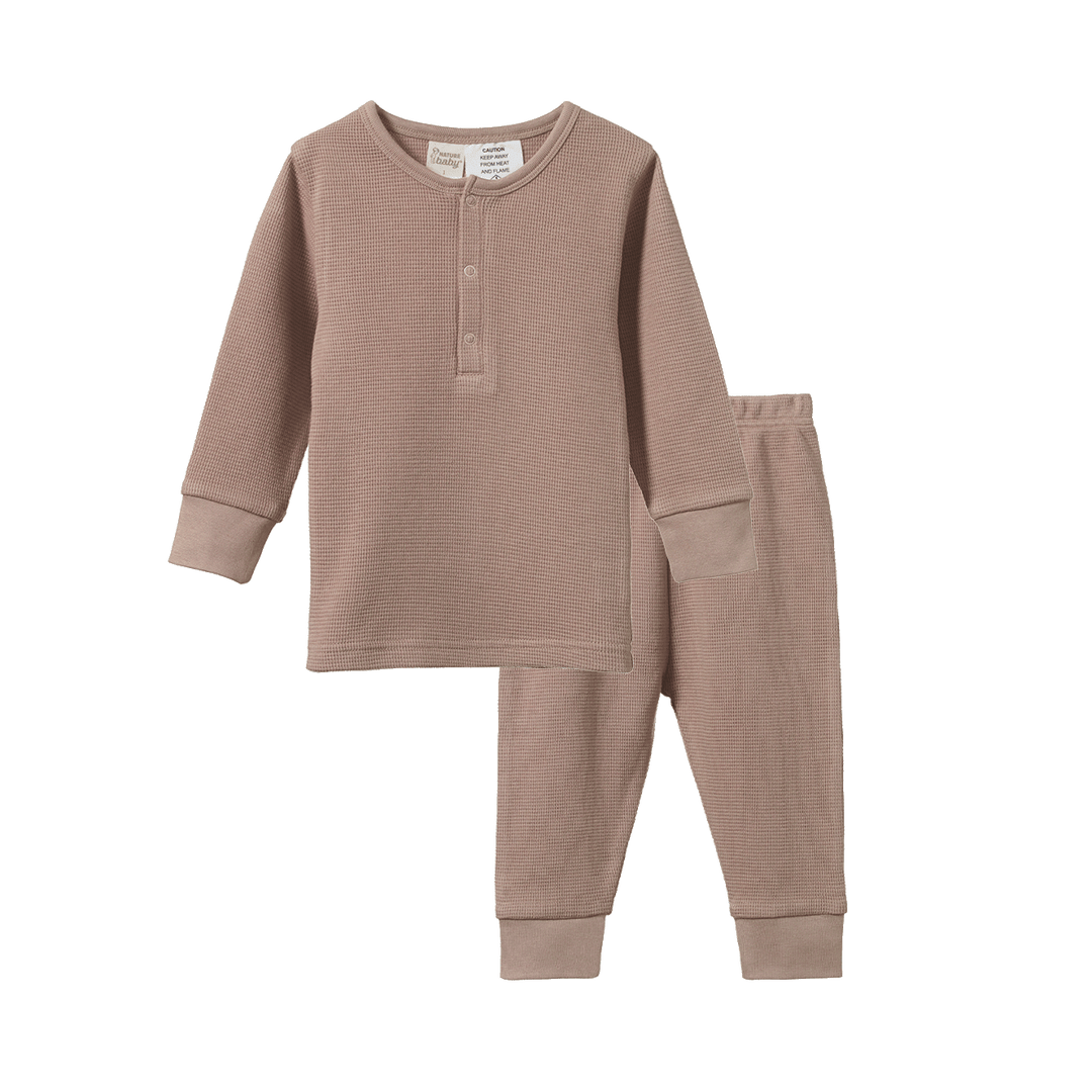 Nature Baby 2Pc Long Sleeve Waffle Pyjamas - Sparrow