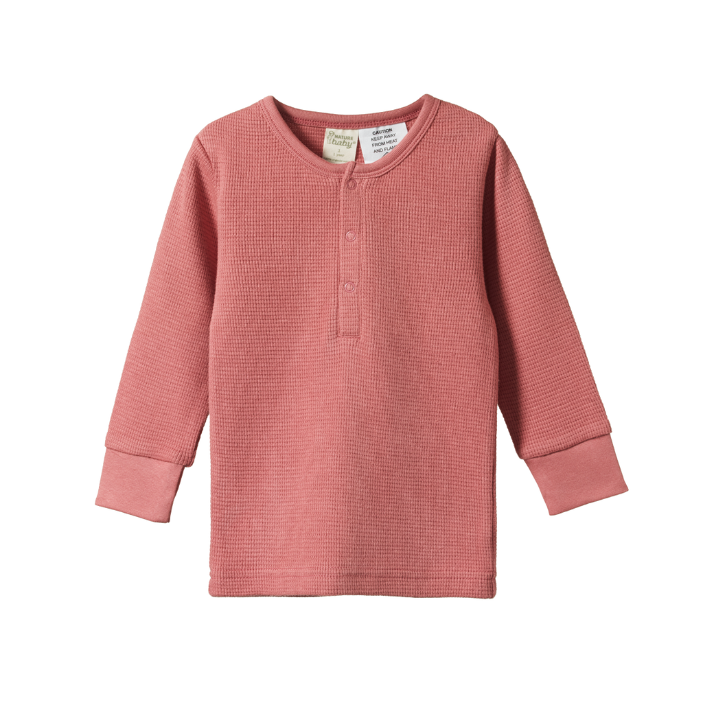 Nature Baby Long Sleeve Waffle Pyjamas 2pc - Rose Clay