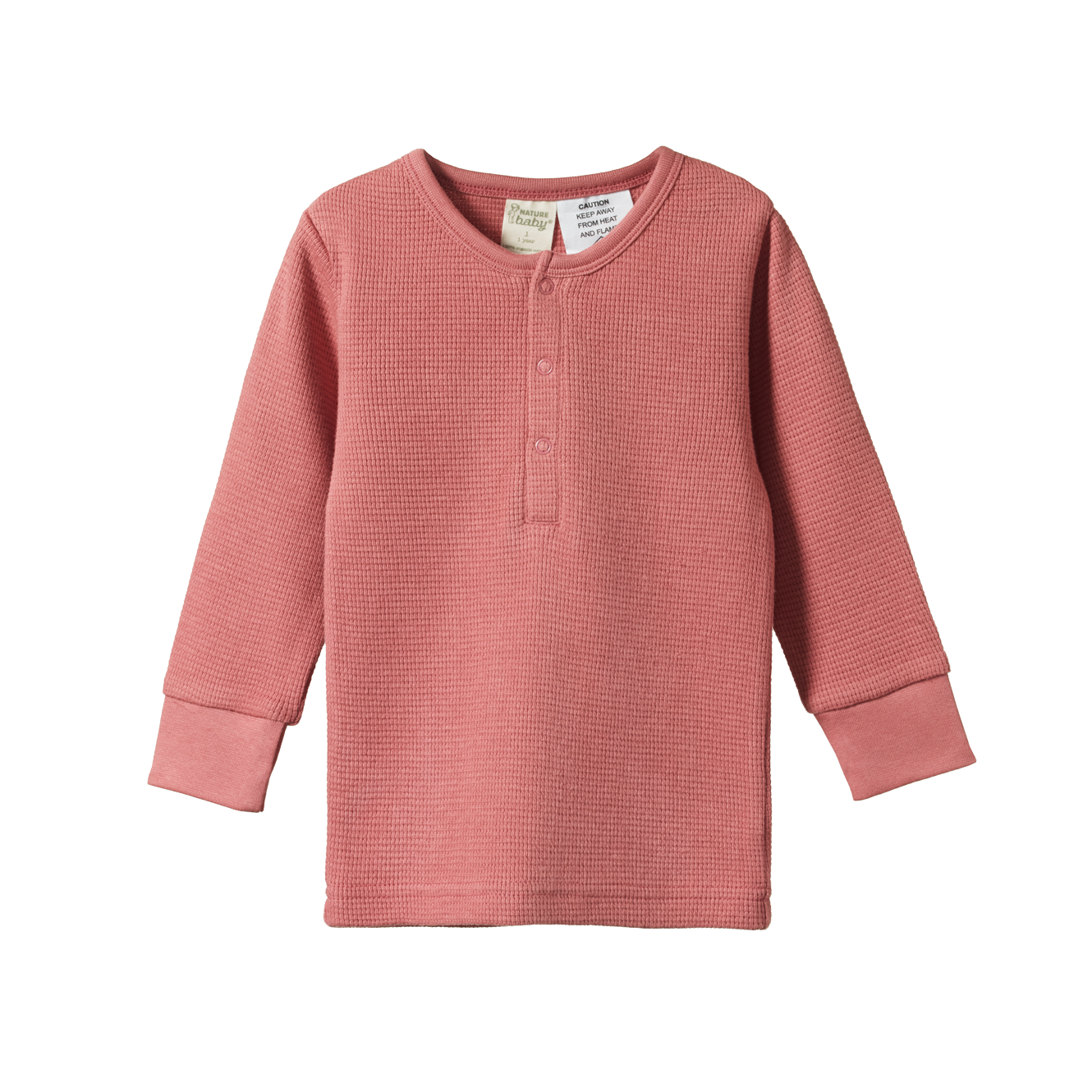 Nature Baby Long Sleeve Waffle Pyjamas 2pc - Rose Clay