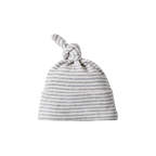 Cotton Knotted Beanie - Grey Marl Stripe