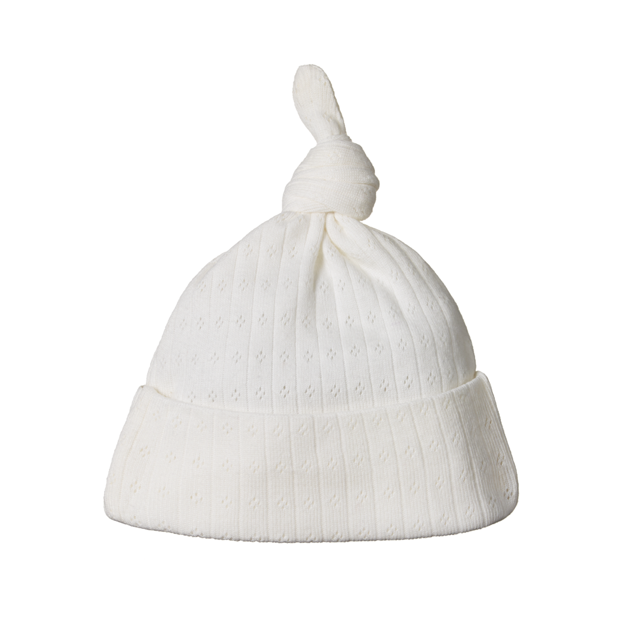 Pointelle Knotted Beanie - Natural