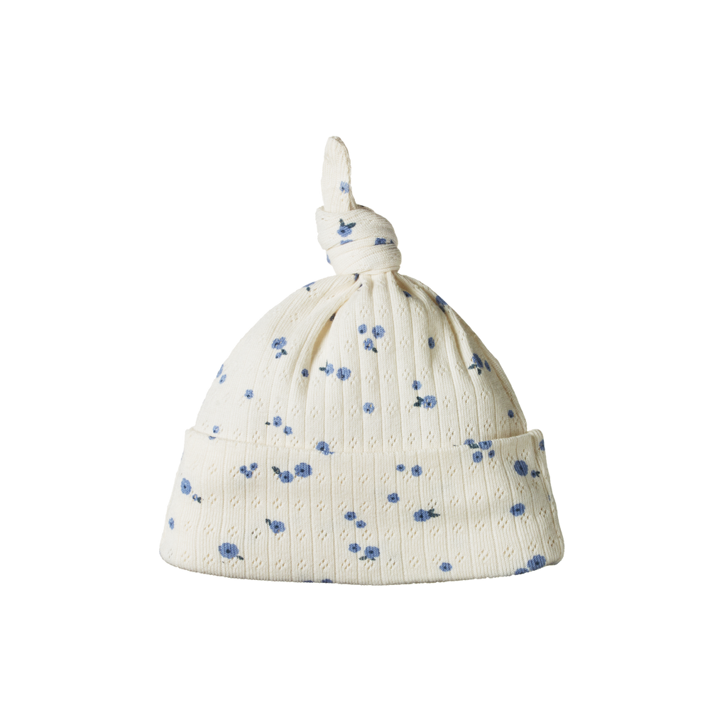 Knotted Beanie Pointelle - Daisy Print