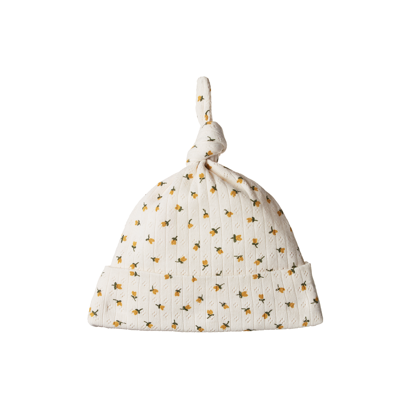 Knotted Beanie Pointelle - Tulip Print