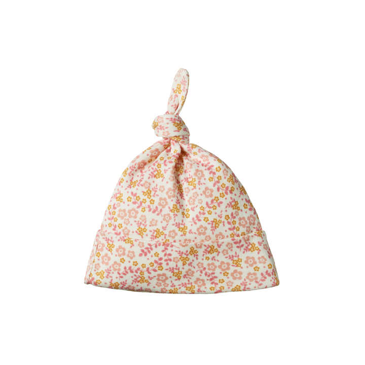 Nature Baby Cotton Knotted Beanie - Daisy Belle Print