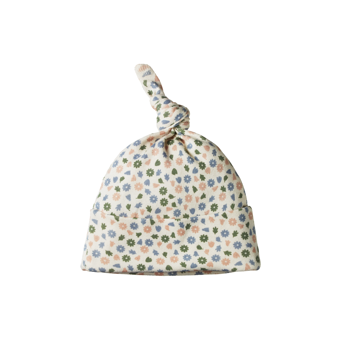 Nature Baby Cotton Knotted Beanie - Chamomile Blooms Print