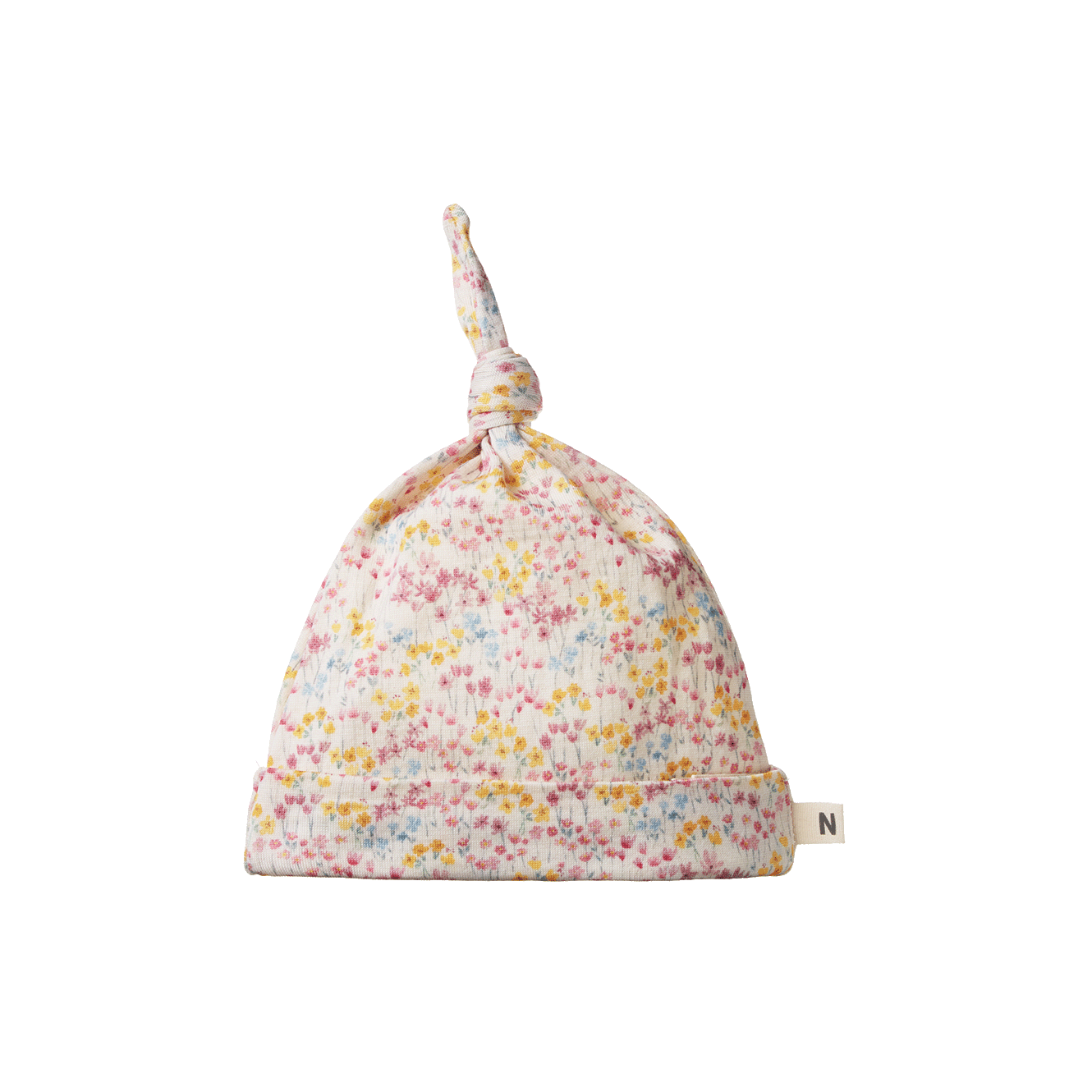 Knotted Beanie - Wildflower Mountain Print