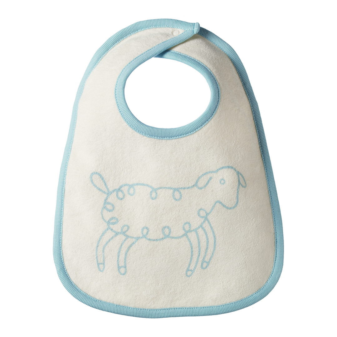 Nature Baby Bib - Sea Blue Lamb Print