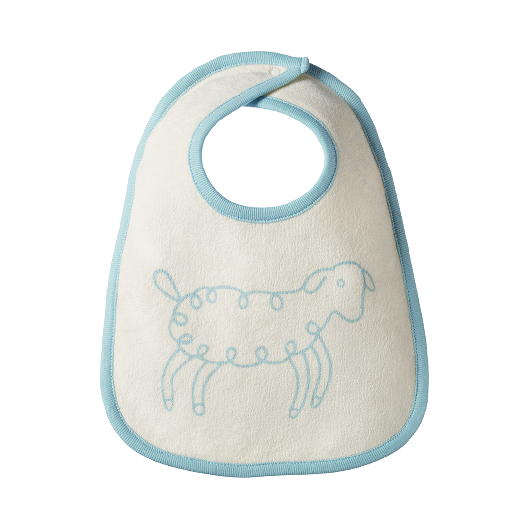 Nature Baby Bib - Sea Blue Lamb Print