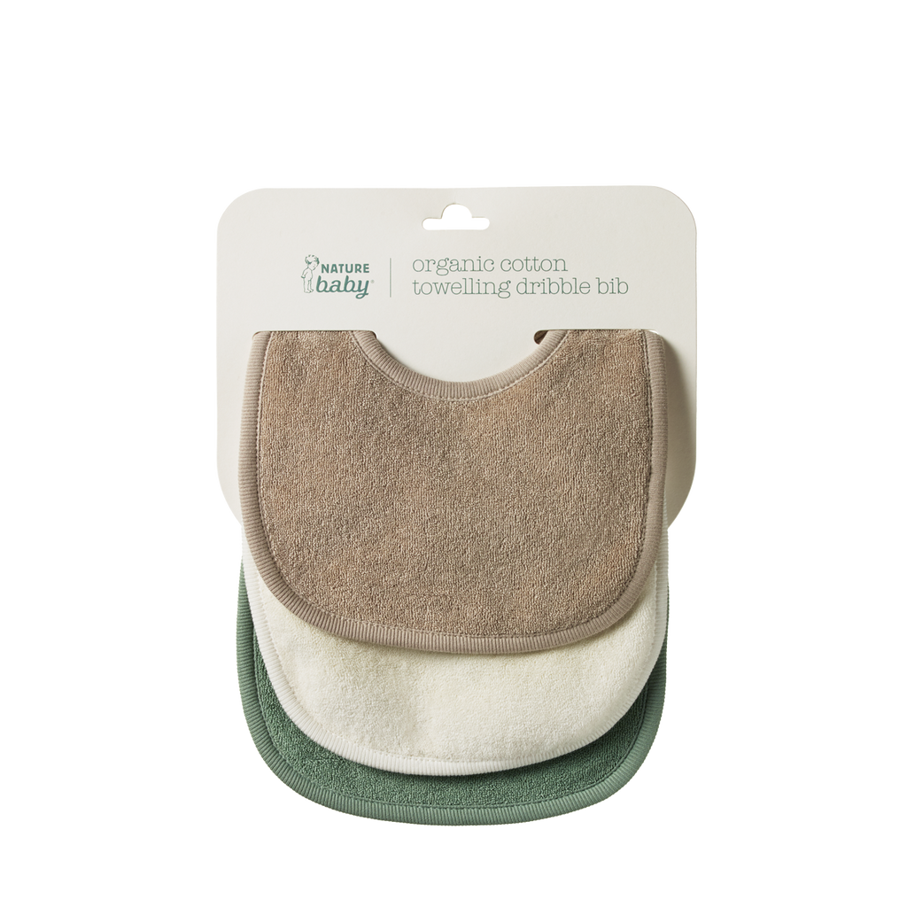 Nature Baby Dribble Bibs 3 Pack - Natural/Nougat/Lily Pad