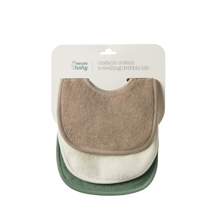 Nature Baby Dribble Bibs 3 Pack - Natural/Nougat/Lily Pad