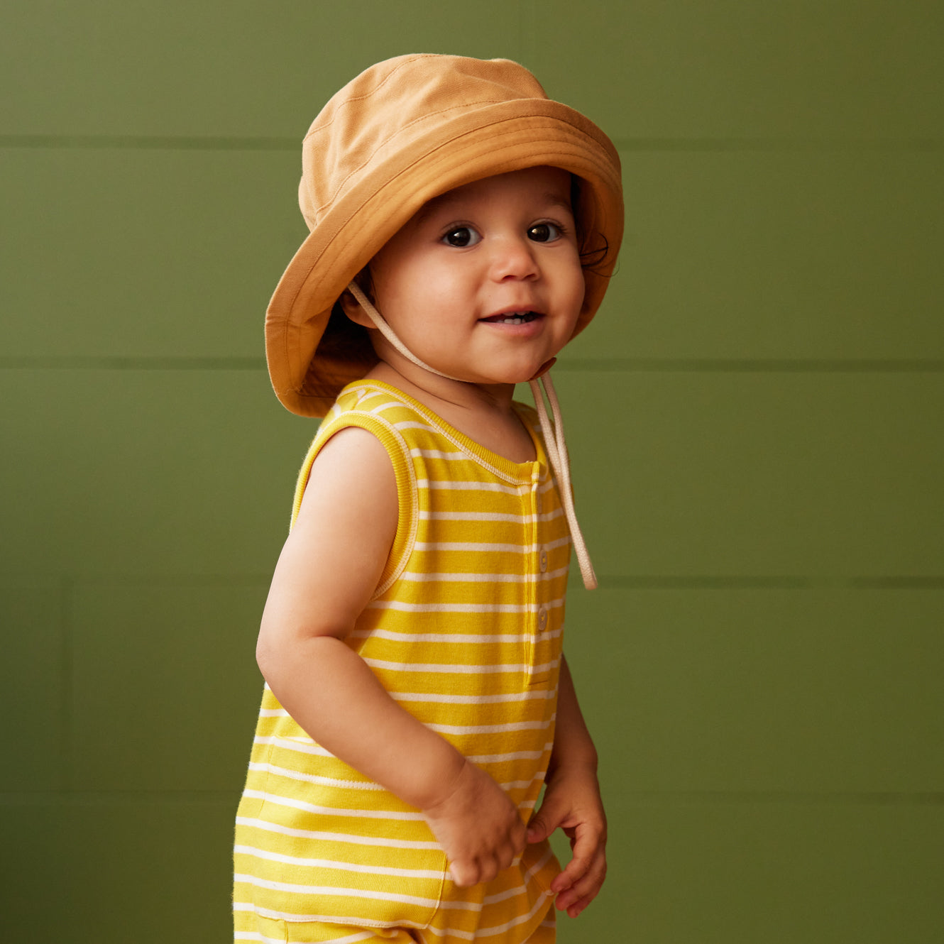 Nature Baby Camper Suit - Golden Yellow Sailor Stripe