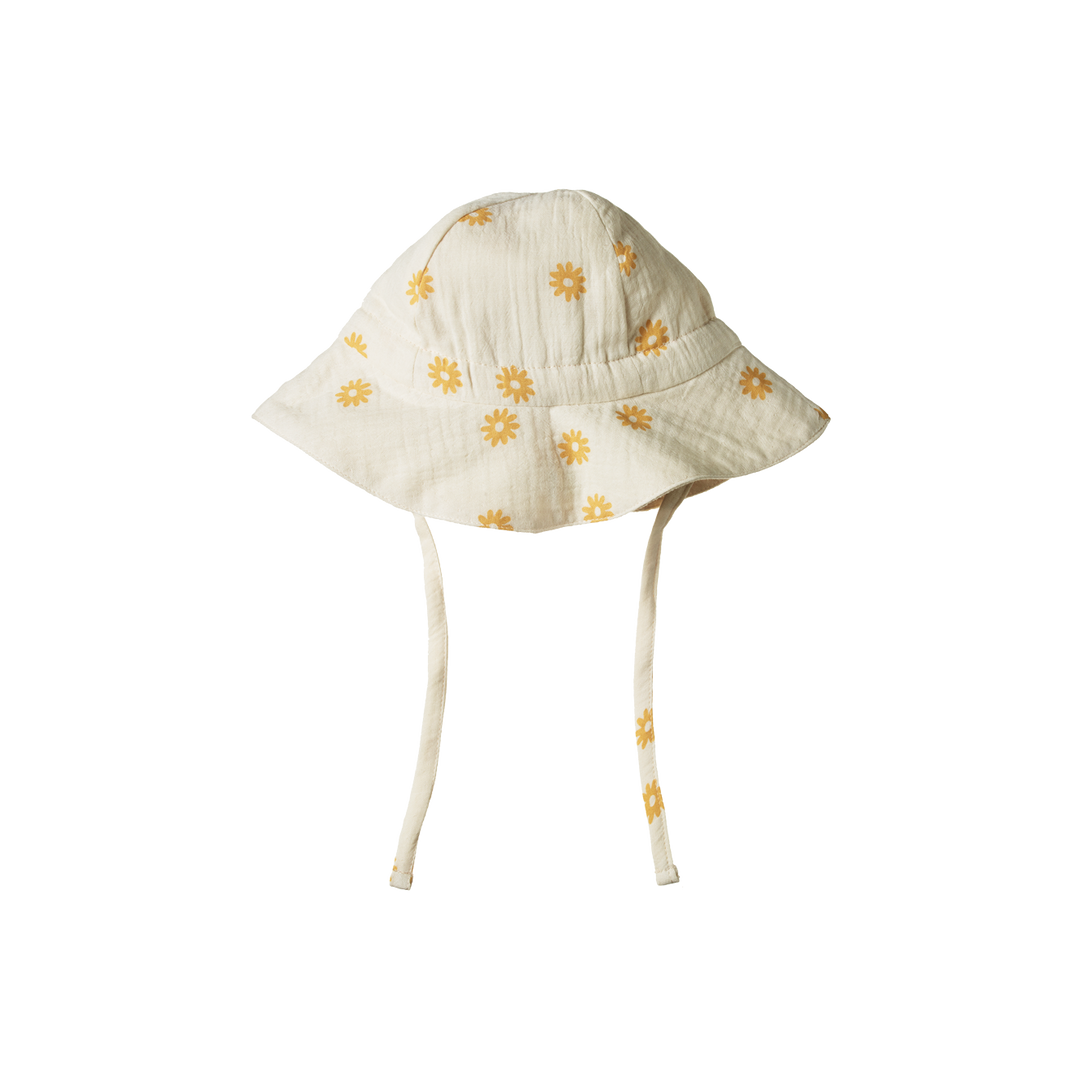 Nature Baby Crinkle Muslin Sunhat - Chamomile Natural Print