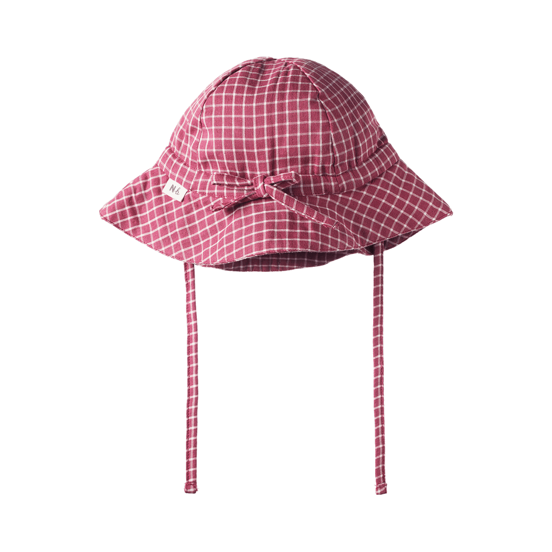 Nature Baby Gingham Sunhat - Rhubarb Check