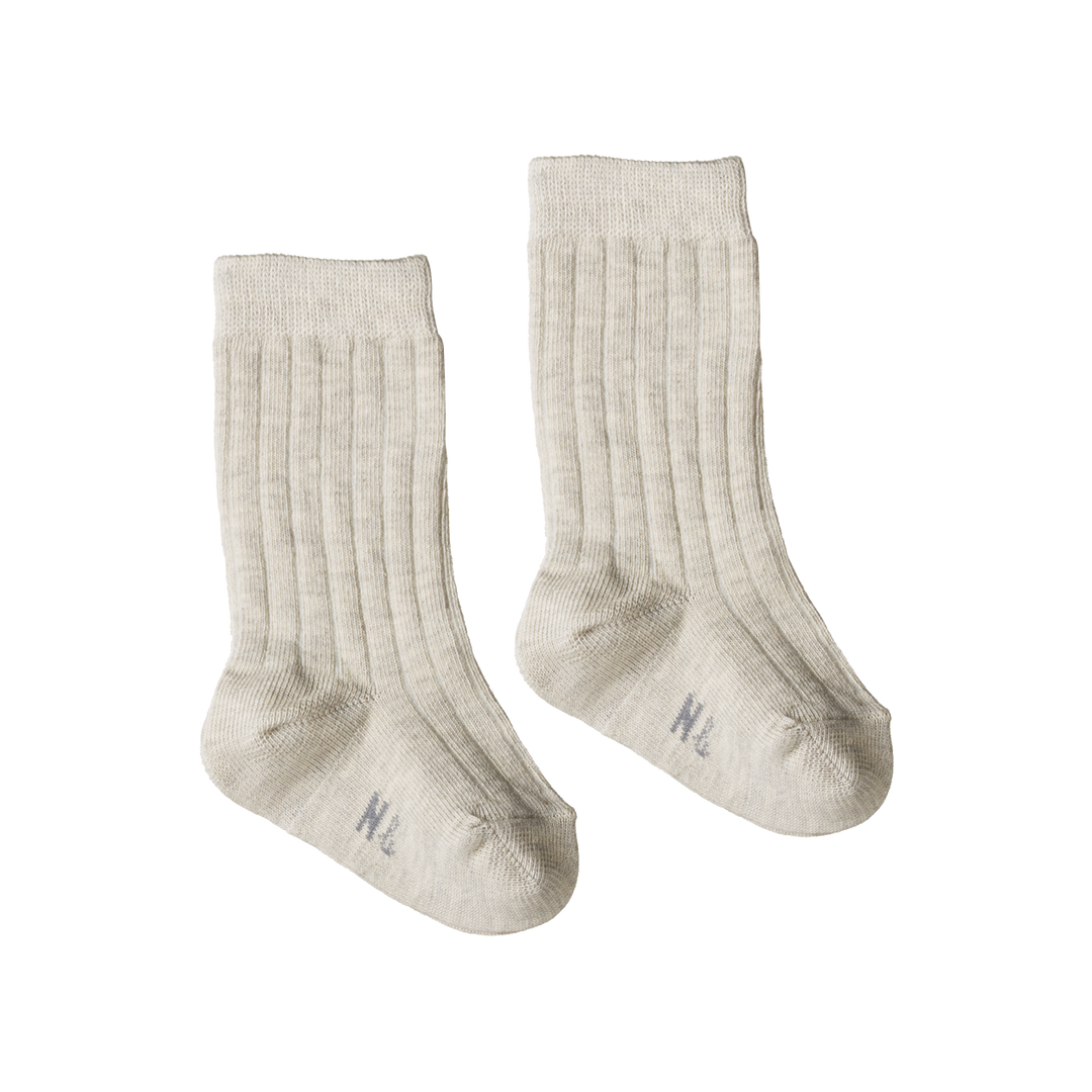 Nature Baby Organic Cotton Rib Socks - Light Grey Marl
