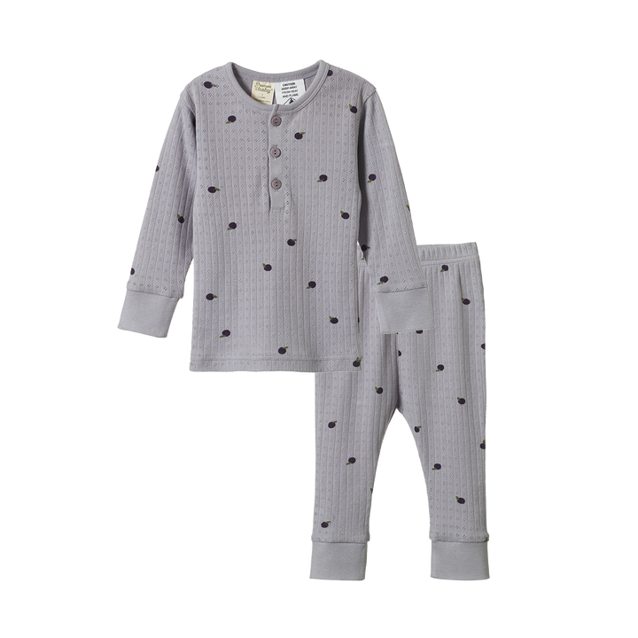 Nature Baby Long Sleeve Pointelle Pyjamas - Petite Plum Print