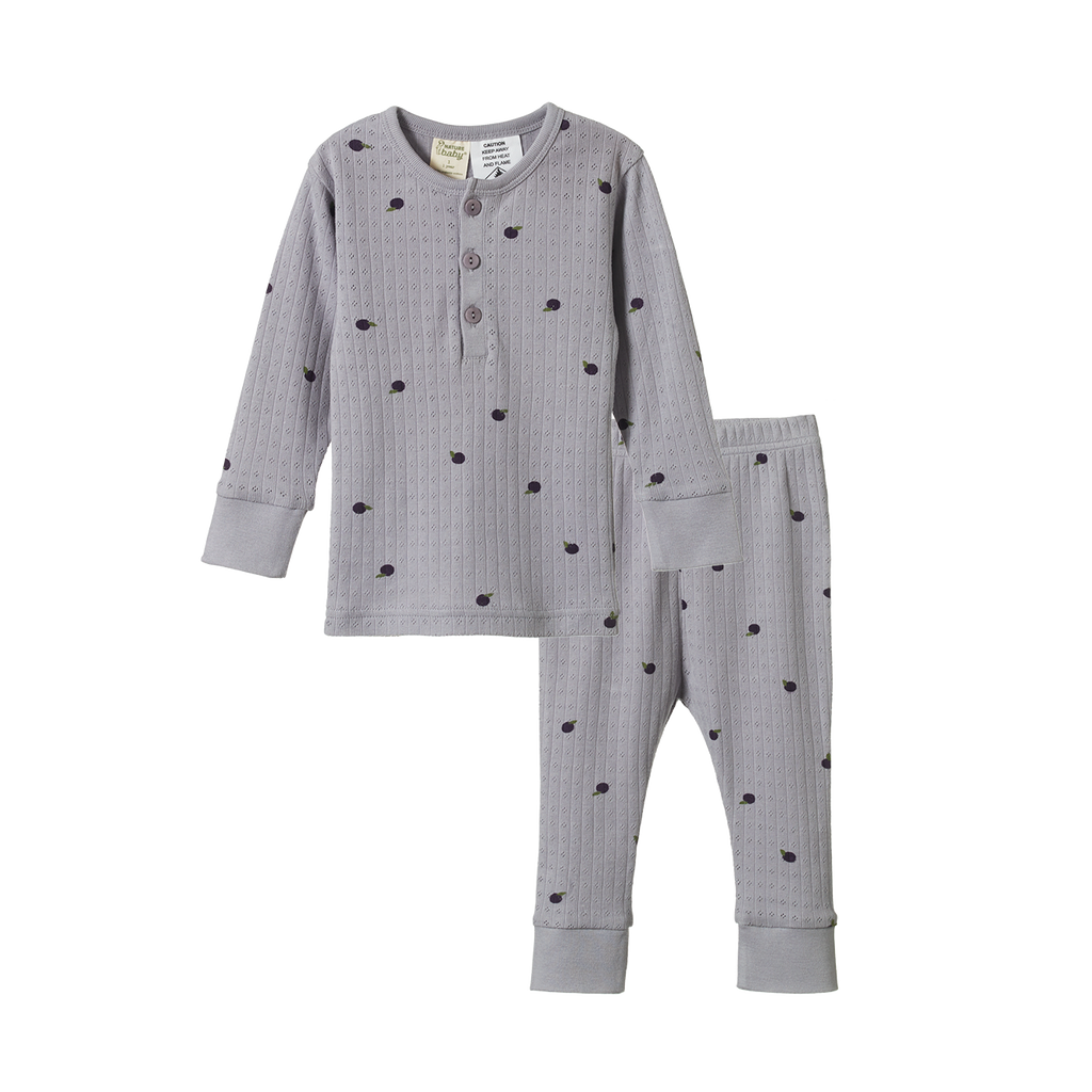 Nature Baby Long Sleeve Pointelle Pyjamas - Petite Plum Print