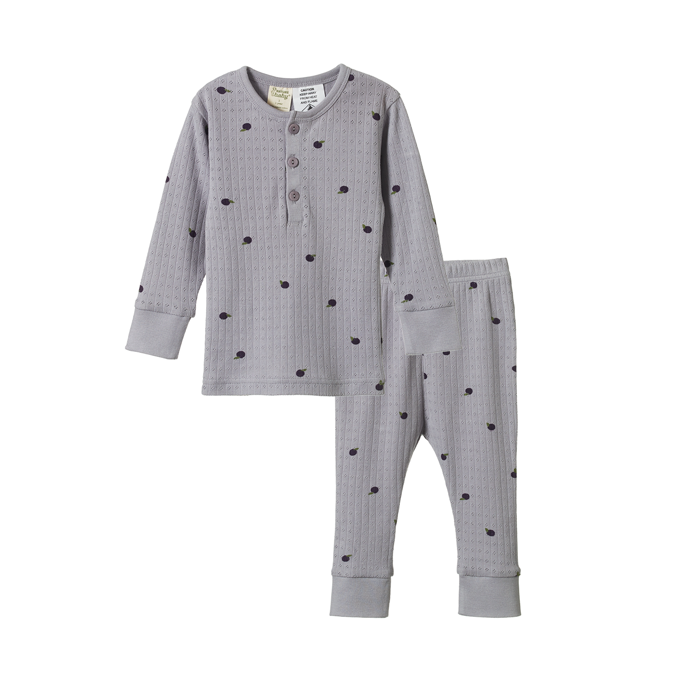 Nature Baby Long Sleeve Pointelle Pyjamas - Petite Plum Print