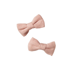 Bow Hair Clips 2 Pack - Rose Dust Crinkle