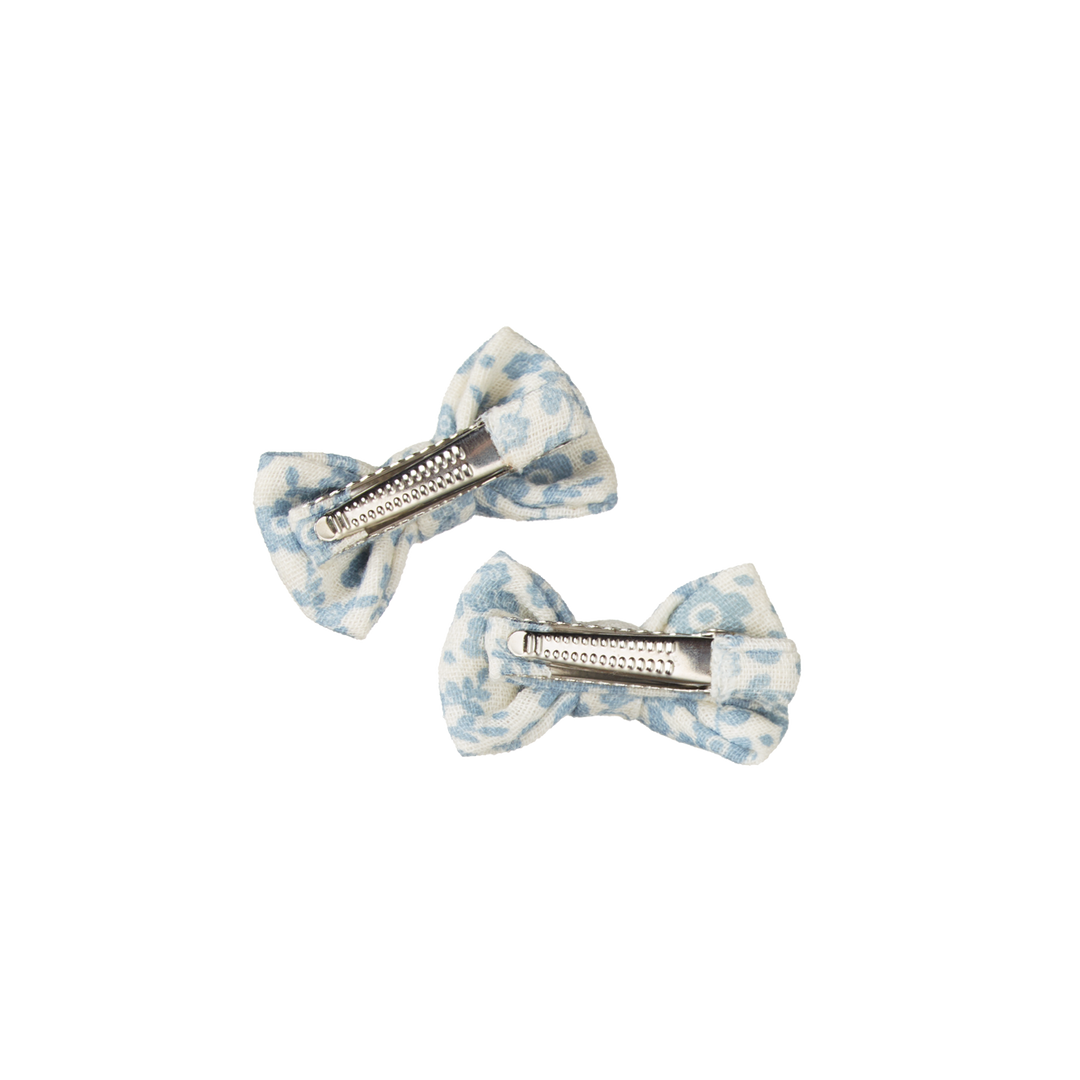 Nature Baby Bow Hair Clips 2 Pack - Daisy Belle Blue Print