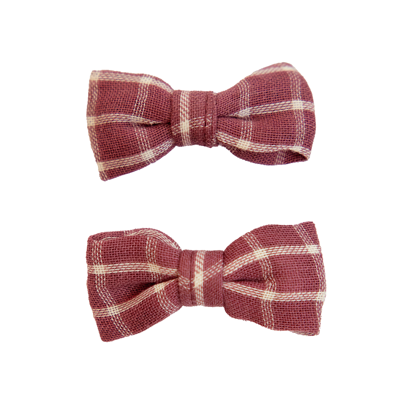 Bow Hair Clips 2 Pack - Rhubarb Check