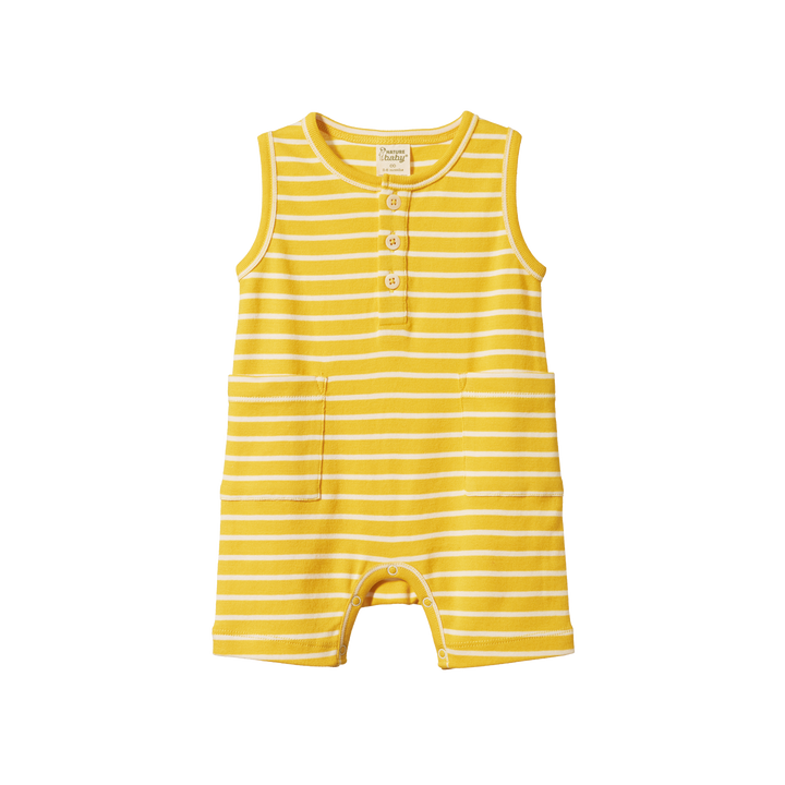 Nature Baby Camper Suit - Golden Yellow Sailor Stripe