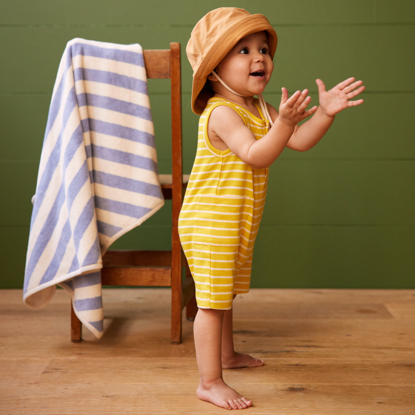 Nature Baby Camper Suit - Golden Yellow Sailor Stripe