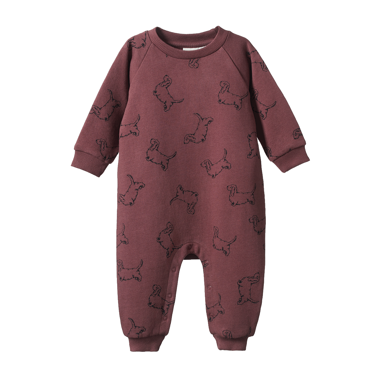 Nature Baby Long Sleeve Juno Romper - Happy Hounds Marron Print