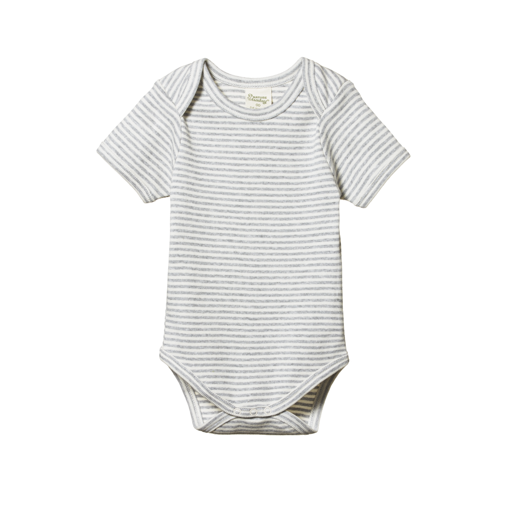 Short Sleeve Bodysuit - Grey Marl Stripe