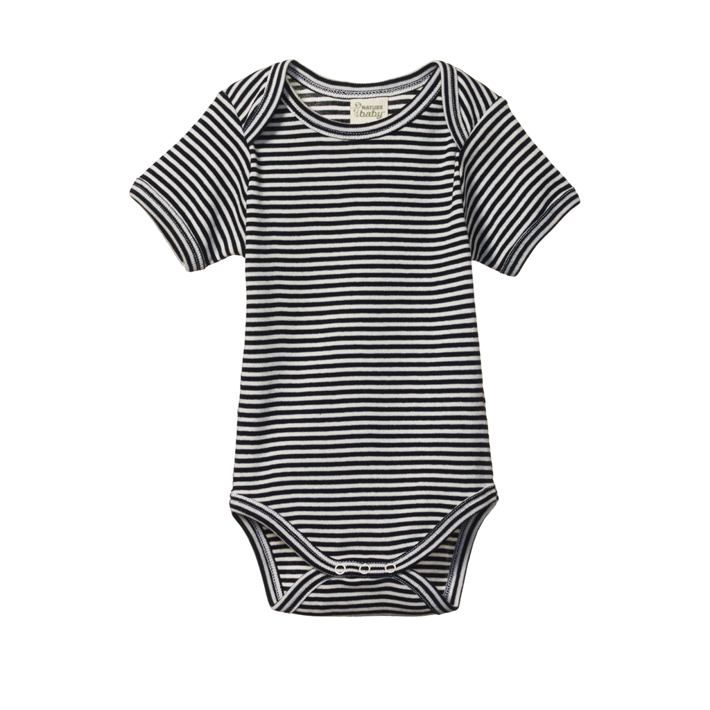 Nature Baby Short Sleeve Bodysuit - Navy Stripe