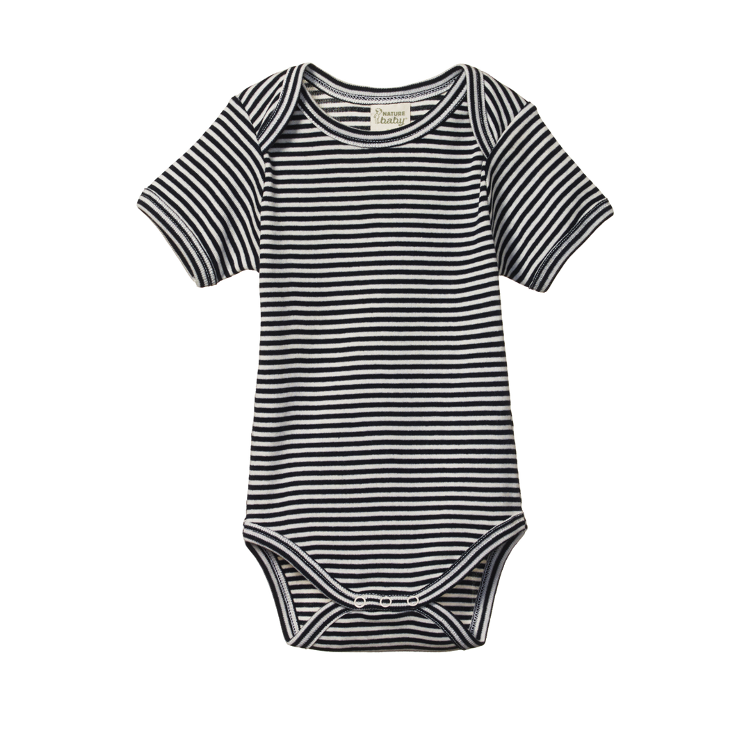 Nature Baby Short Sleeve Bodysuit - Navy Stripe