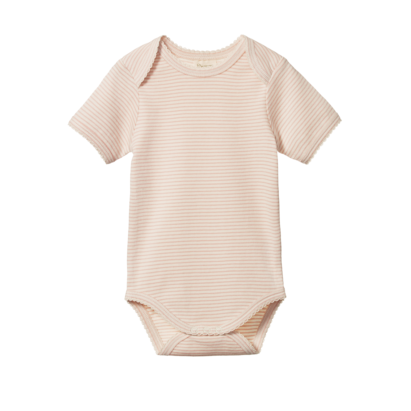 Nature Baby Short Sleeve Bodysuit - Rose Dust Pinstripe