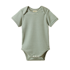 Nature Baby Short Sleeve Bodysuit - Lily Pad Stripe