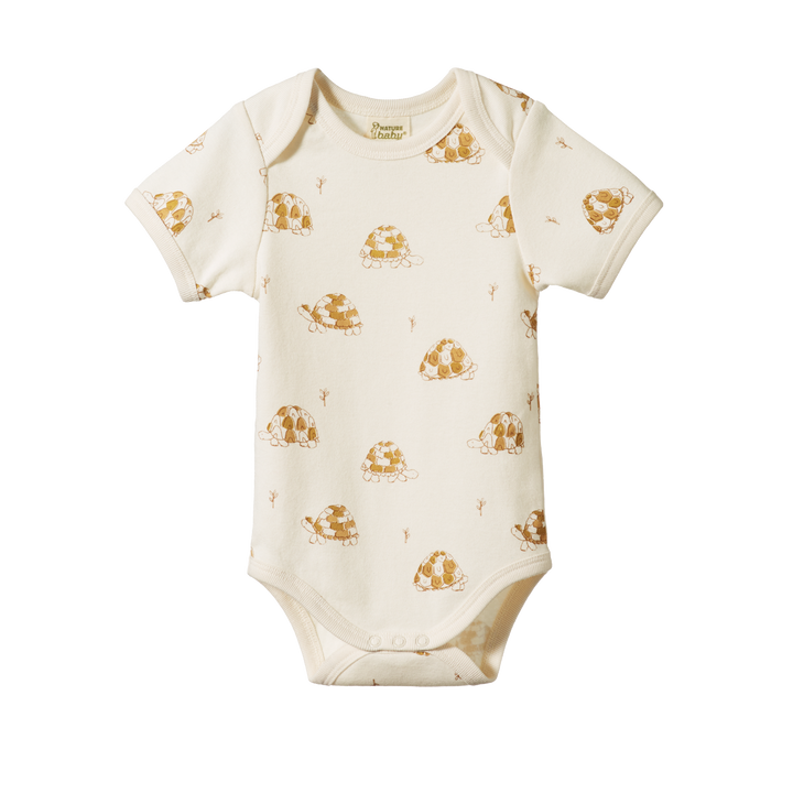 Nature Baby Short Sleeve Bodysuit - Tortoise Print