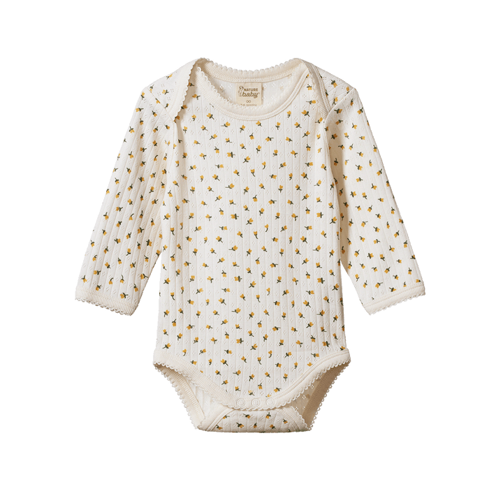 Nature Baby Long Sleeve Pointelle Bodysuit - Tulip Print