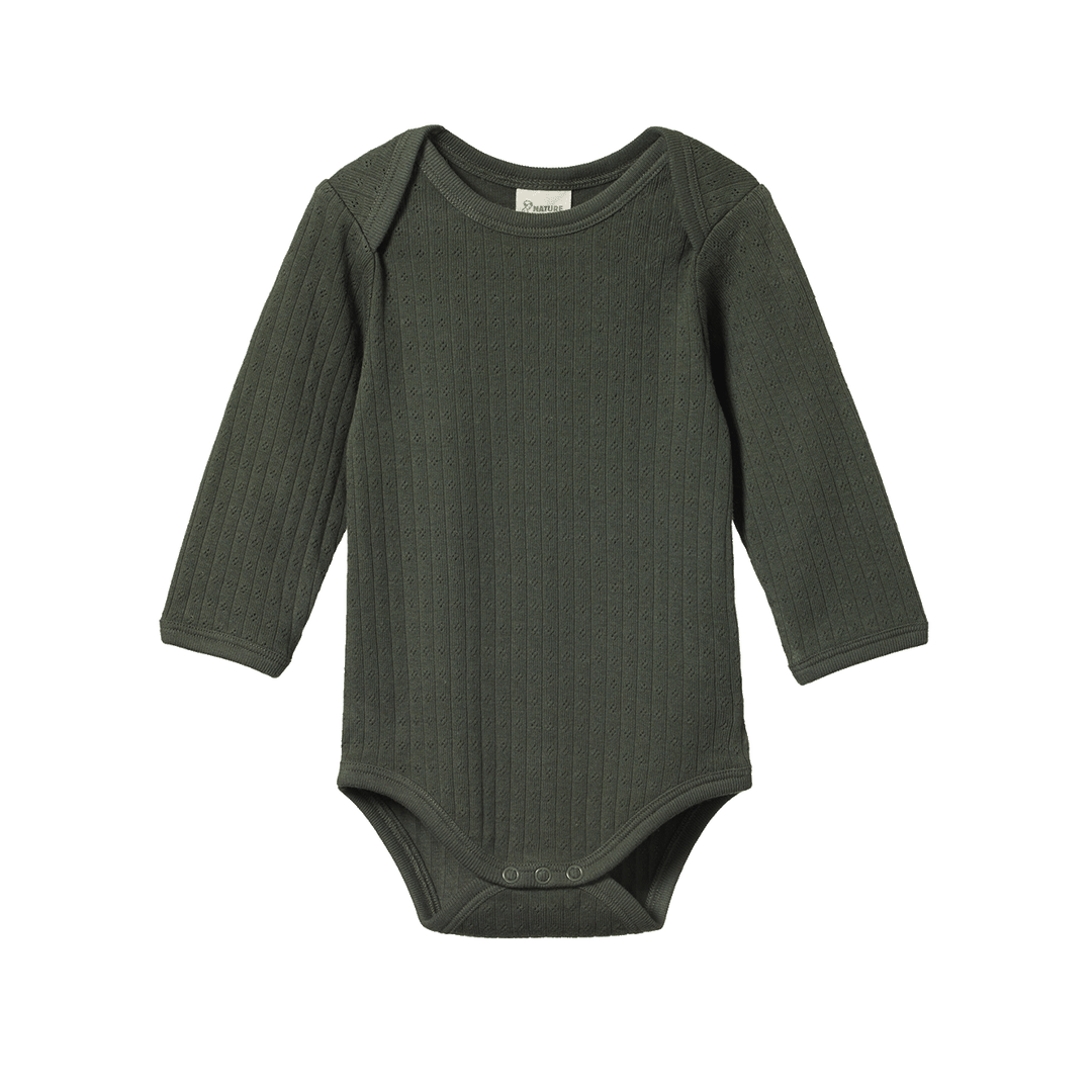 Nature Baby Long Sleeve Bodysuit Pointelle - Thyme