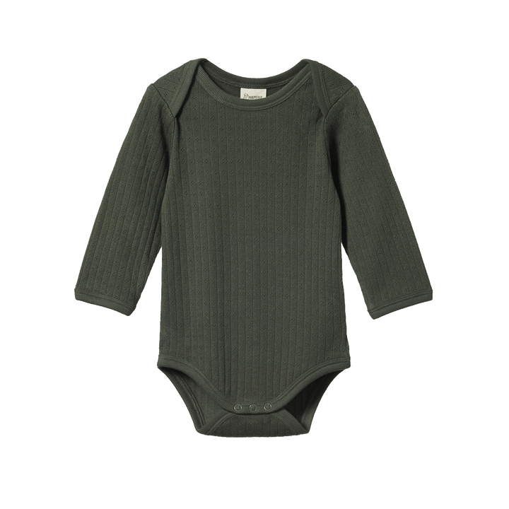 Nature Baby Long Sleeve Bodysuit Pointelle - Thyme