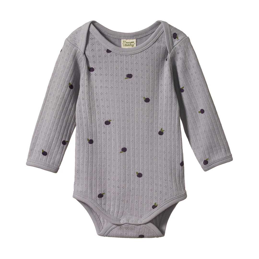 Nature Baby Long Sleeve Bodysuit Pointelle - Petite Plum Print