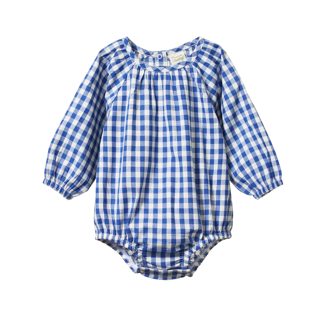 Nature Baby Meadow Bodysuit Gingham - Isle Blue Check
