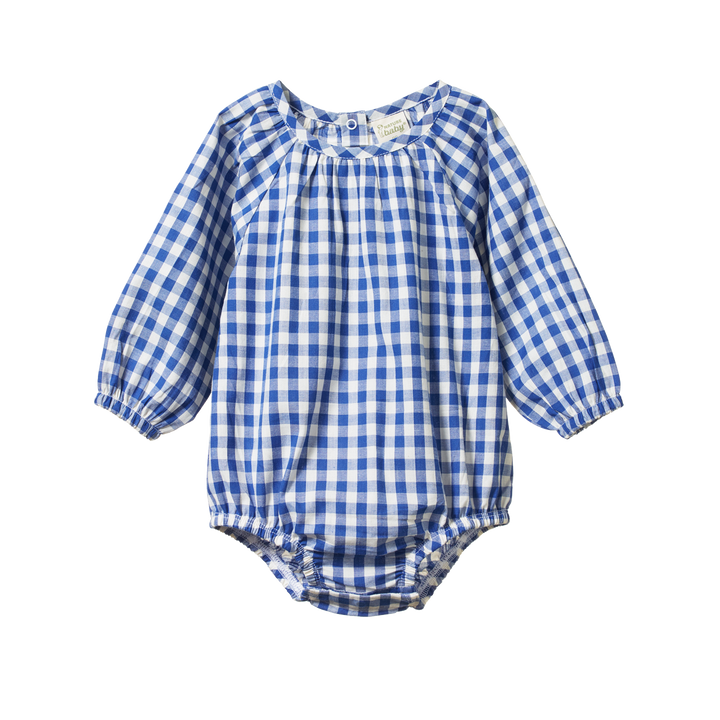 Nature Baby Meadow Bodysuit Gingham - Isle Blue Check
