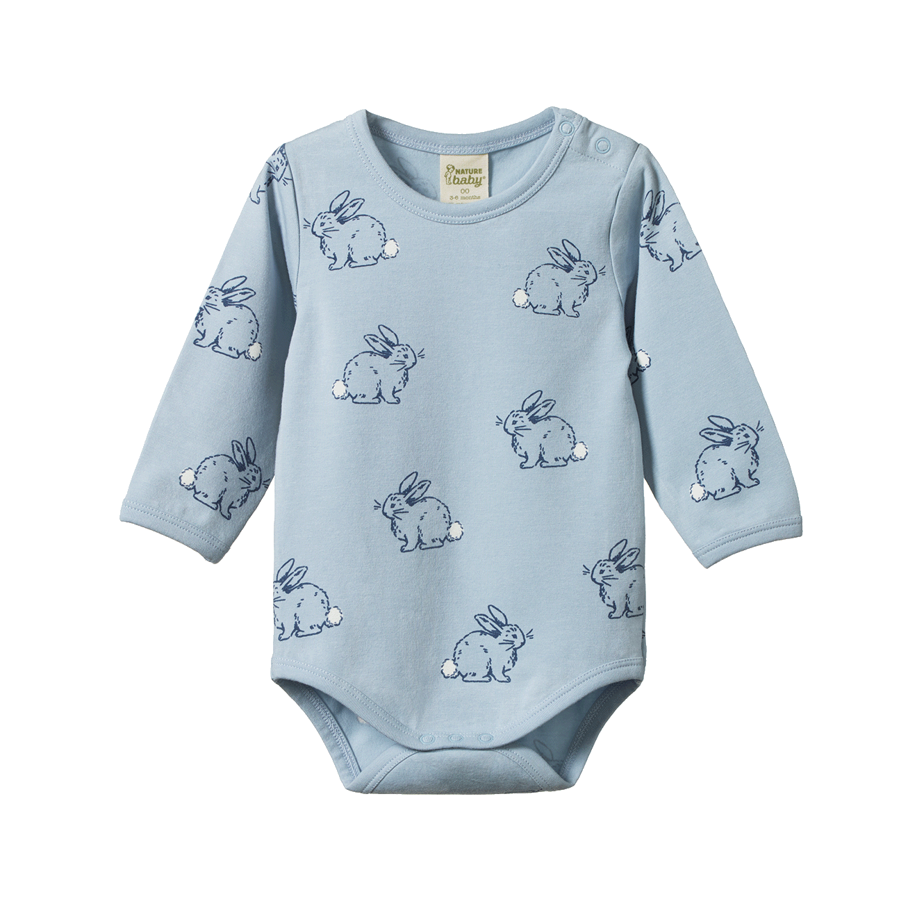 Stretch Jersey Long Sleeve Bodysuit - Cottage Bunny Print