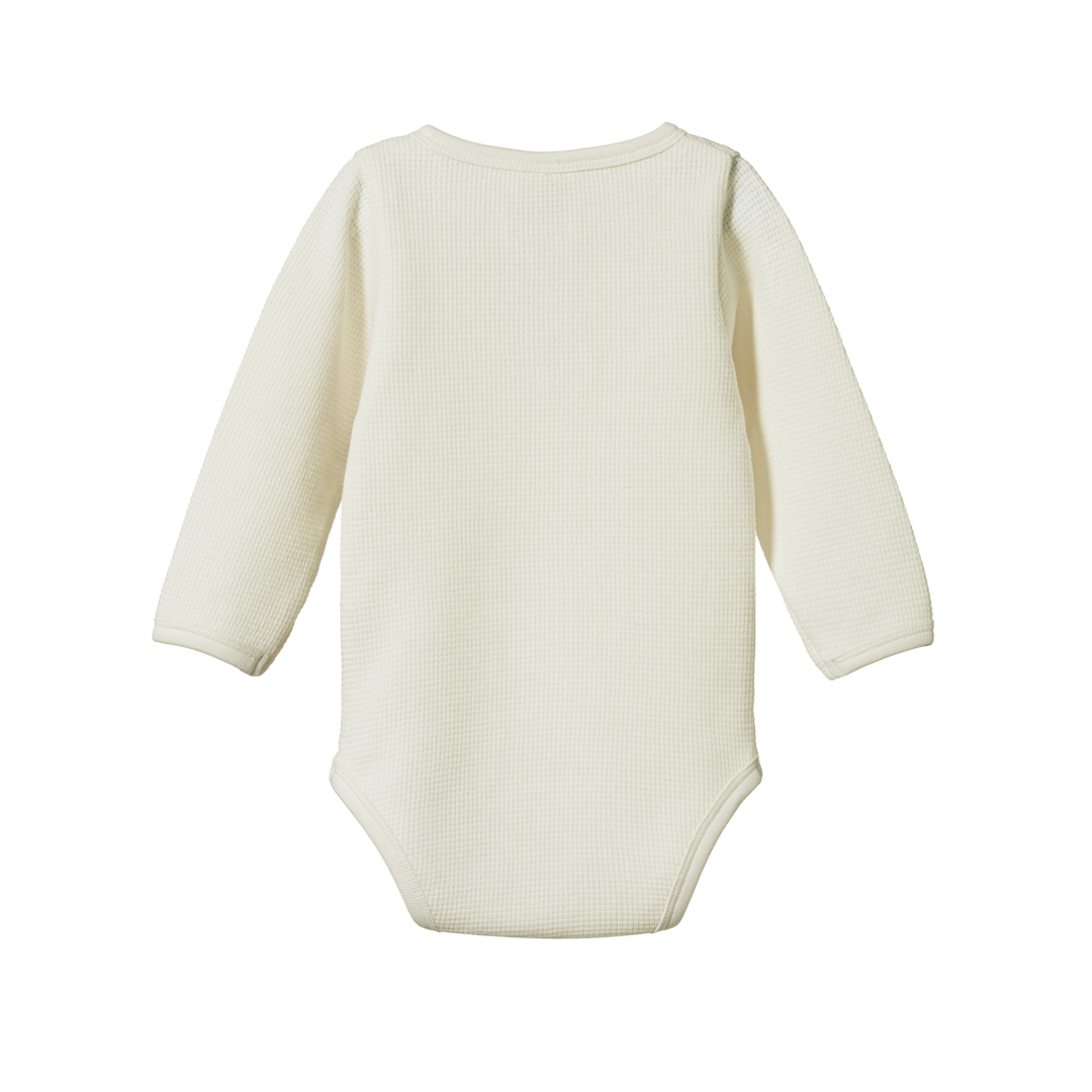 Nature Baby Long Sleeve Henley Waffle Bodysuit - Natural
